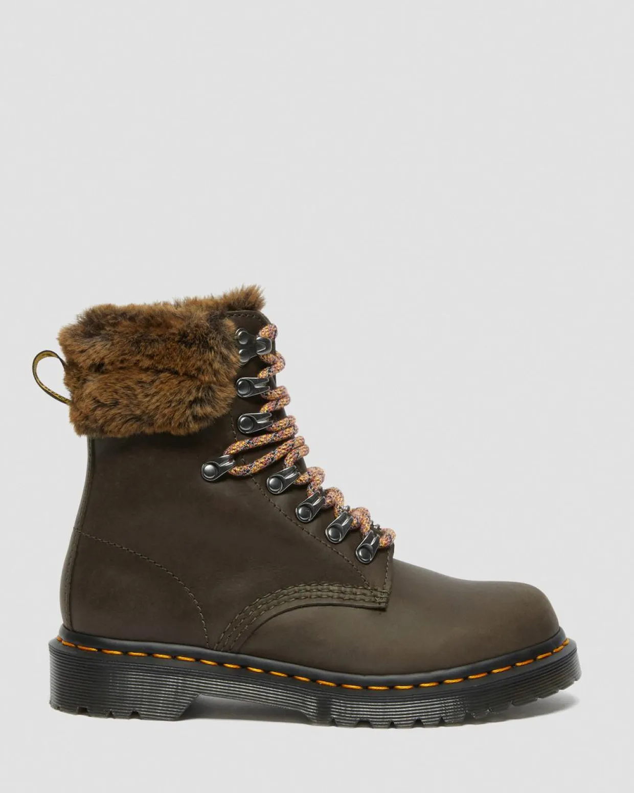 Dr. Martens Boots 1460 Serena à Col Doublées De Fourrure Synthétique Gris — Streeter+Milo Fur Online