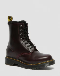 Dr. Martens Boots 1460 Serena Doublées De Fourrure Synthétique Rouge Oxblood — Atlas Flash Sale