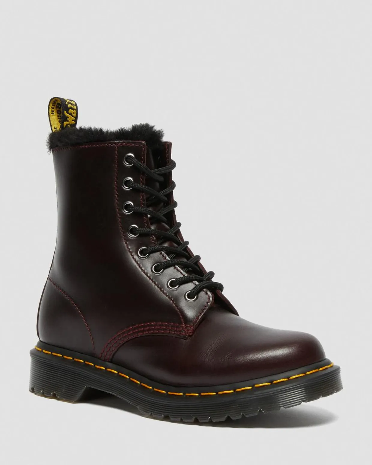 Dr. Martens Boots 1460 Serena Doublées De Fourrure Synthétique Rouge Oxblood — Atlas Flash Sale