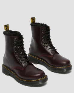Dr. Martens Boots 1460 Serena Doublées De Fourrure Synthétique Rouge Oxblood — Atlas Flash Sale