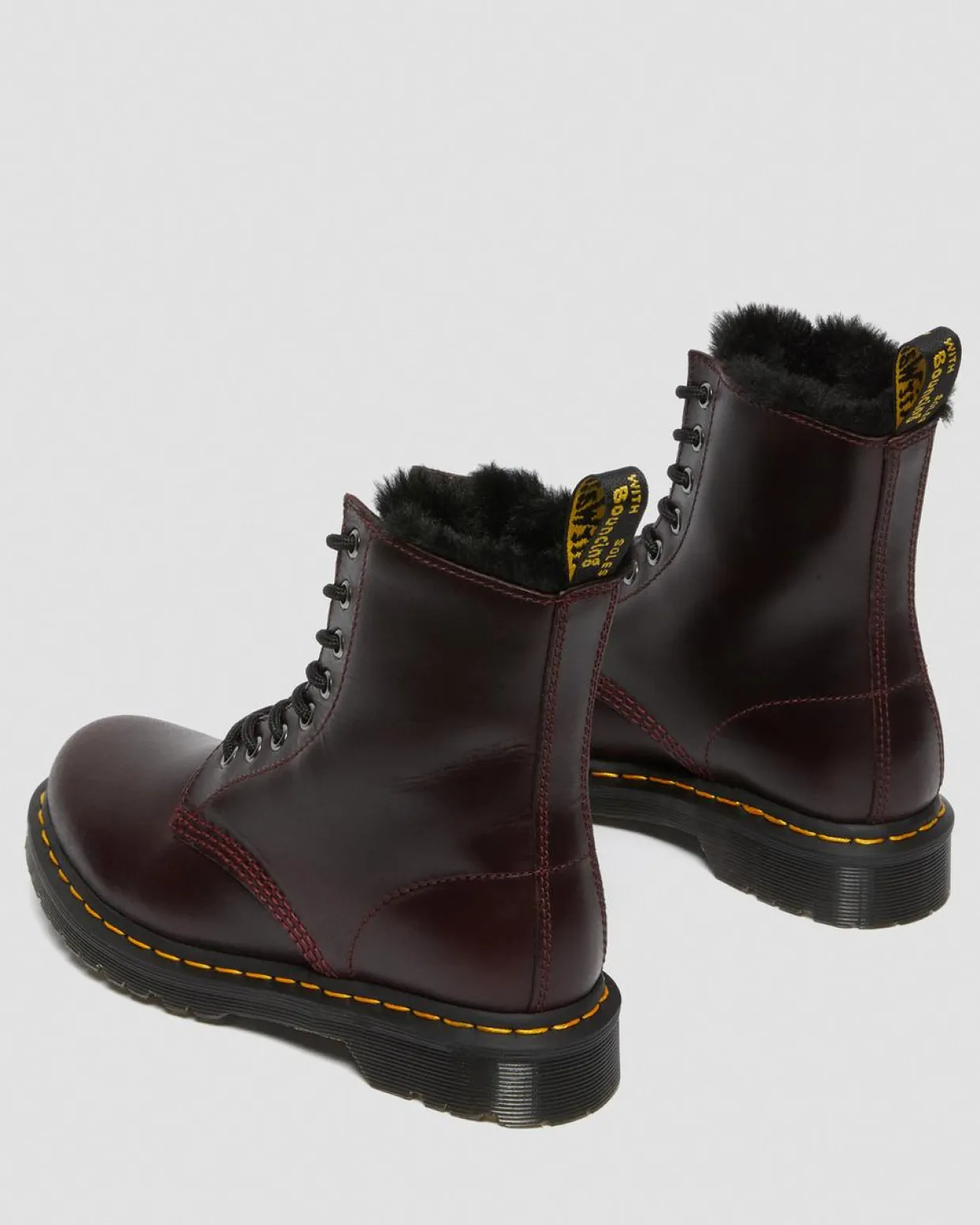 Dr. Martens Boots 1460 Serena Doublées De Fourrure Synthétique Rouge Oxblood — Atlas Flash Sale