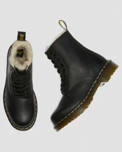 Dr. Martens Boots 1460 Serena Doublées De Fourrure Synthétique Noir — Burnished Wyoming Discount