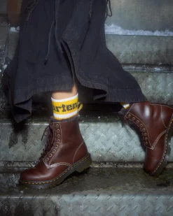Dr. Martens Boots 1460 Serena En Cuir Fourrées à Lacets Dark Brown Discount
