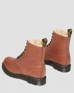 Dr. Martens Boots 1460 Serena En Cuir Fourrées à Lacets Camel — Farrier Cheap