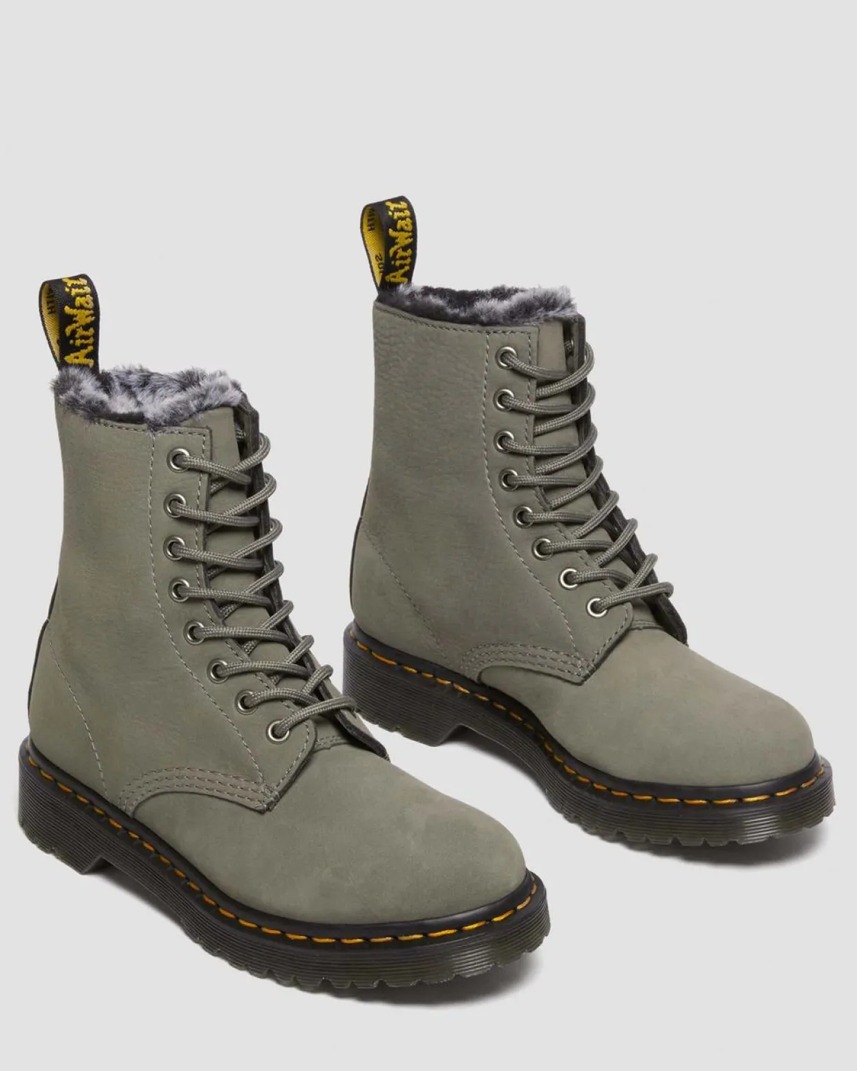 Dr. Martens Boots 1460 Serena En Cuir Nubuck Et Fourrure Synthétique à Lacets NICKEL GREY — Milled Nubuck Wp Online