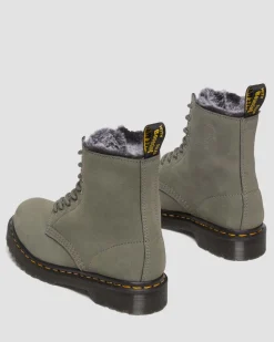 Dr. Martens Boots 1460 Serena En Cuir Nubuck Et Fourrure Synthétique à Lacets NICKEL GREY — Milled Nubuck Wp Online