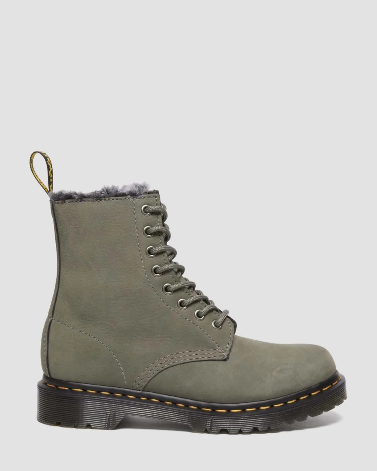Dr. Martens Boots 1460 Serena En Cuir Nubuck Et Fourrure Synthétique à Lacets NICKEL GREY — Milled Nubuck Wp Online