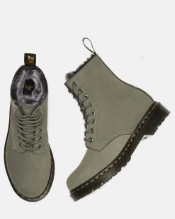 Dr. Martens Boots 1460 Serena En Cuir Nubuck Et Fourrure Synthétique à Lacets NICKEL GREY — Milled Nubuck Wp Online