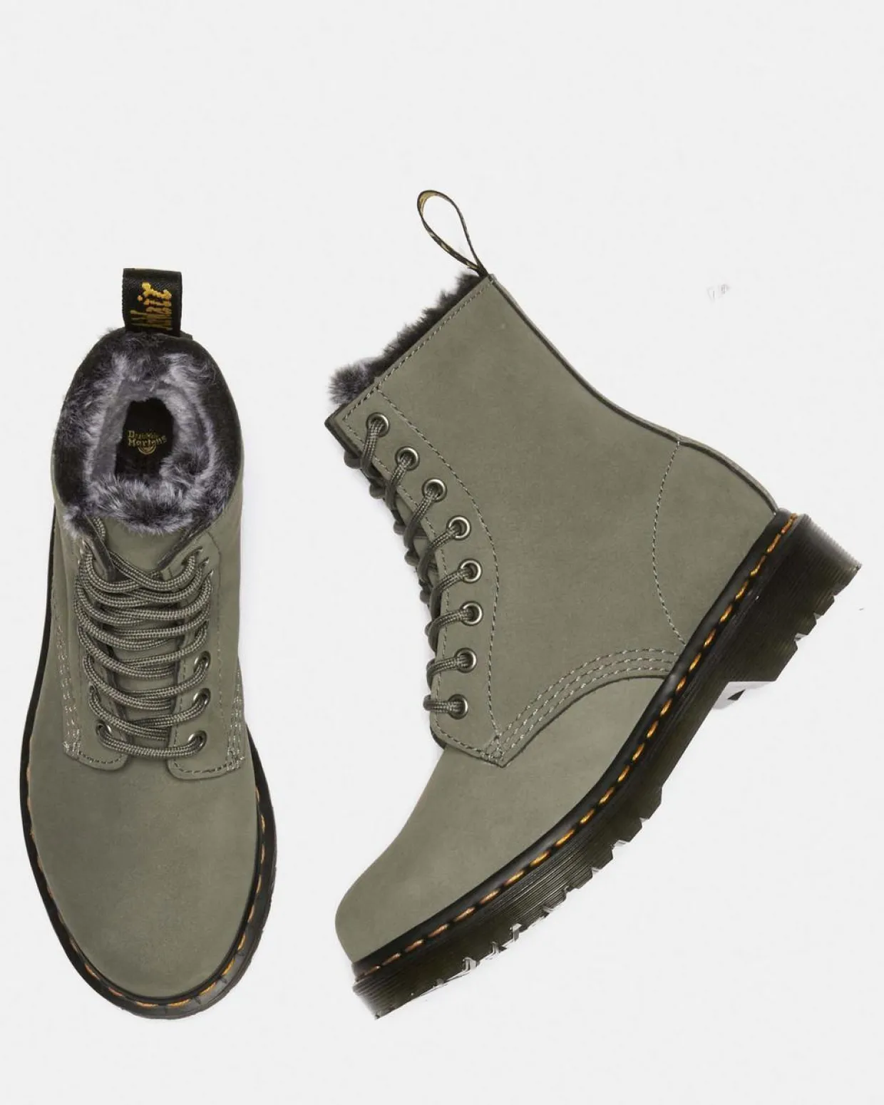 Dr. Martens Boots 1460 Serena En Cuir Nubuck Et Fourrure Synthétique à Lacets NICKEL GREY — Milled Nubuck Wp Online