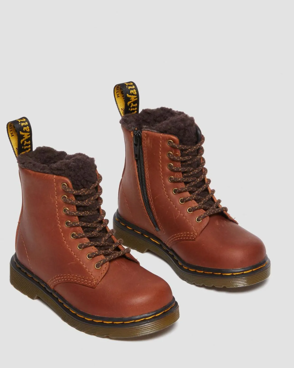 Dr. Martens Boots 1460 Serena En Cuir Pour Tout-petit LIGHT BROWN — Republic Waterproof Clearance