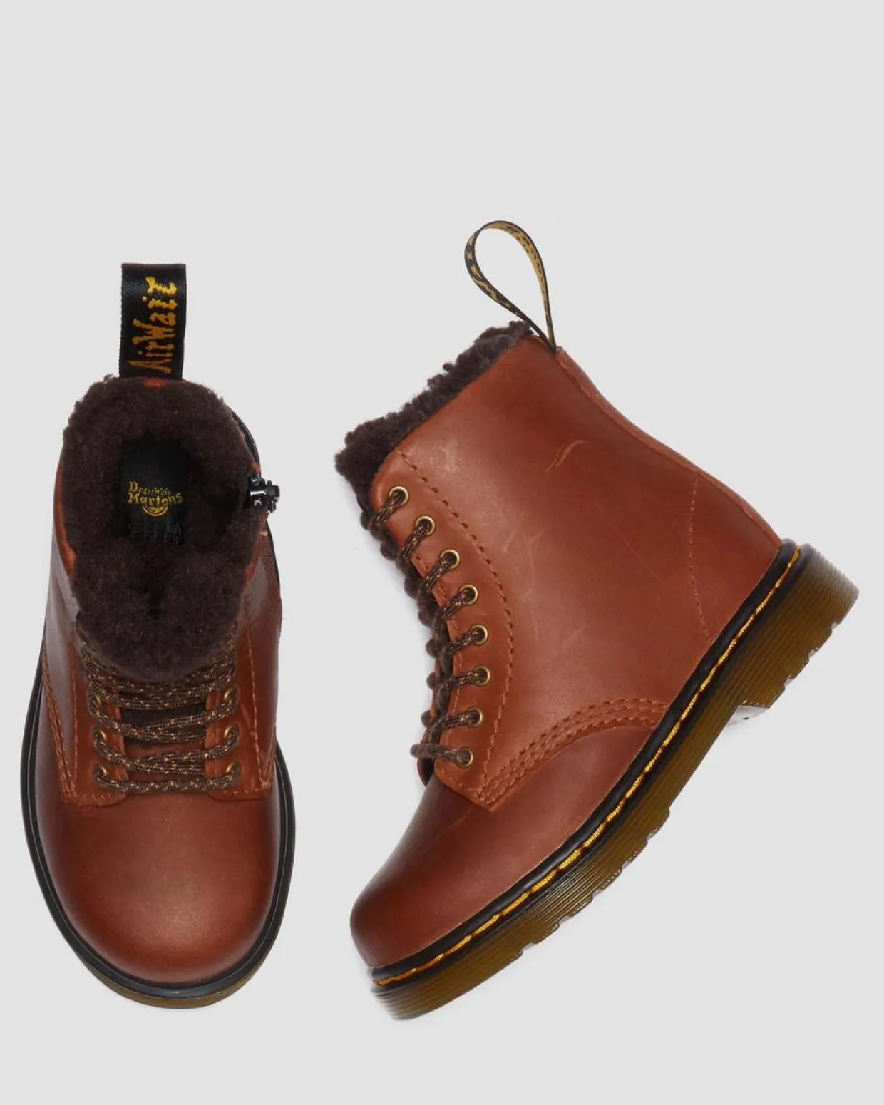 Dr. Martens Boots 1460 Serena En Cuir Pour Tout-petit LIGHT BROWN — Republic Waterproof Clearance