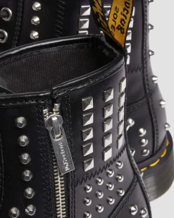 Dr. Martens Boots 1460 Studded Zip En Cuir Noir — Atlas Hot
