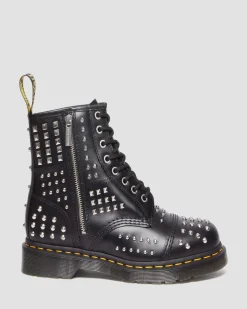 Dr. Martens Boots 1460 Studded Zip En Cuir Noir — Atlas Hot