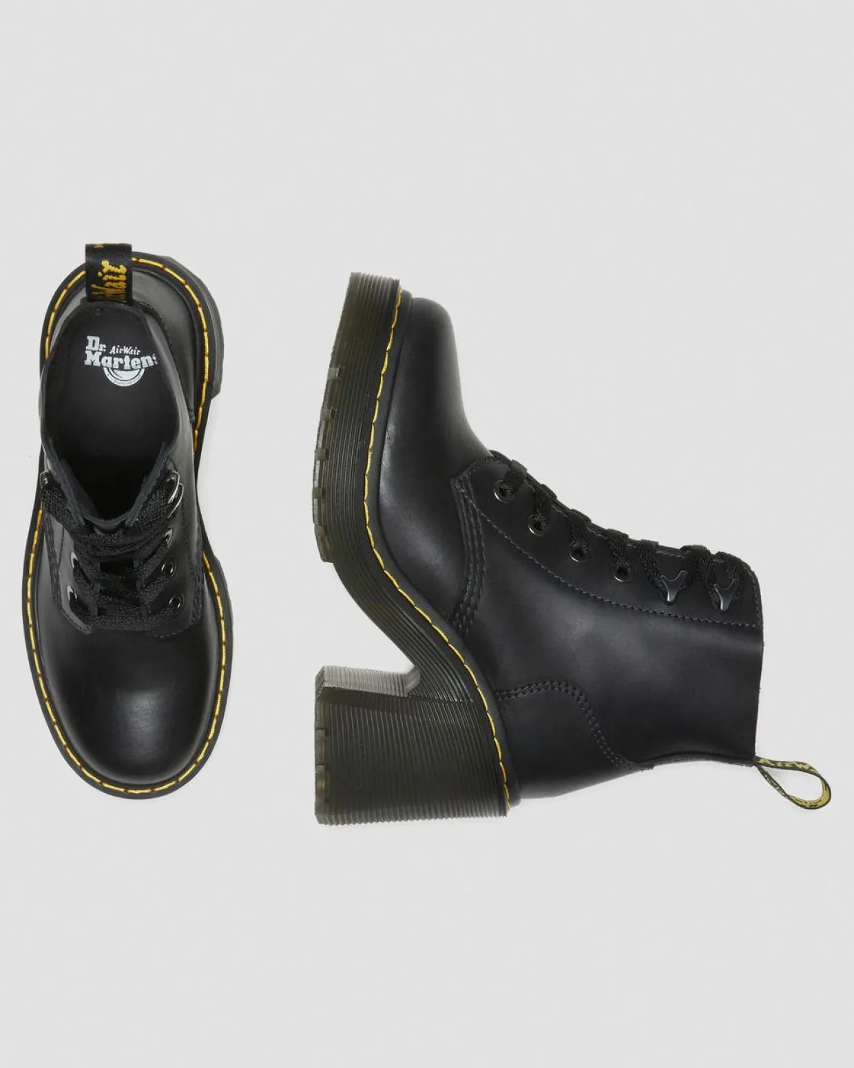 Dr. Martens Boots à Talons Jesy En Cuir Sendal Noir — Sendal New