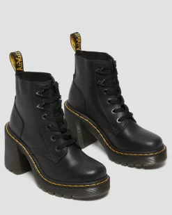 Dr. Martens Boots à Talons Jesy En Cuir Sendal Noir — Sendal New