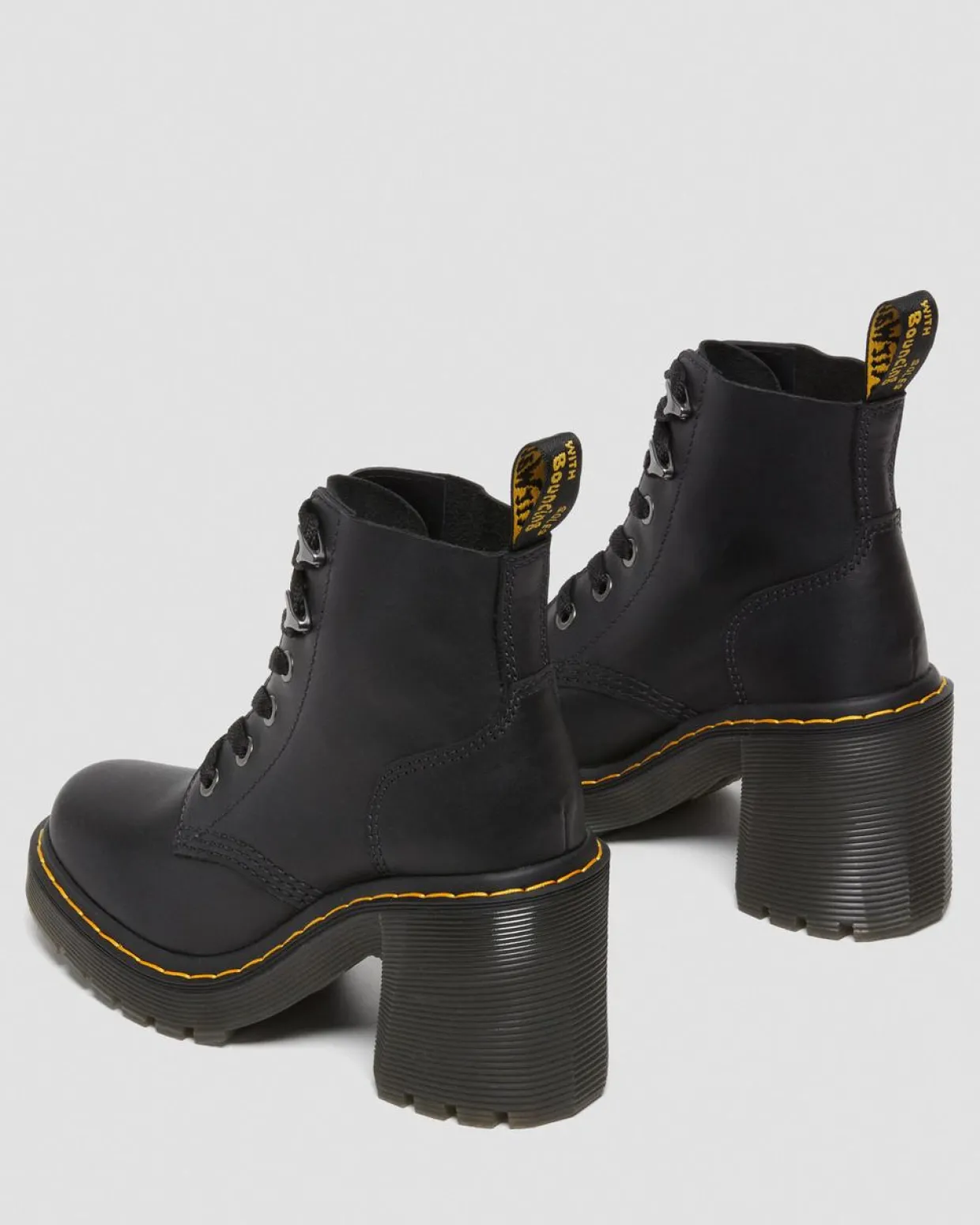 Dr. Martens Boots à Talons Jesy En Cuir Sendal Noir — Sendal New