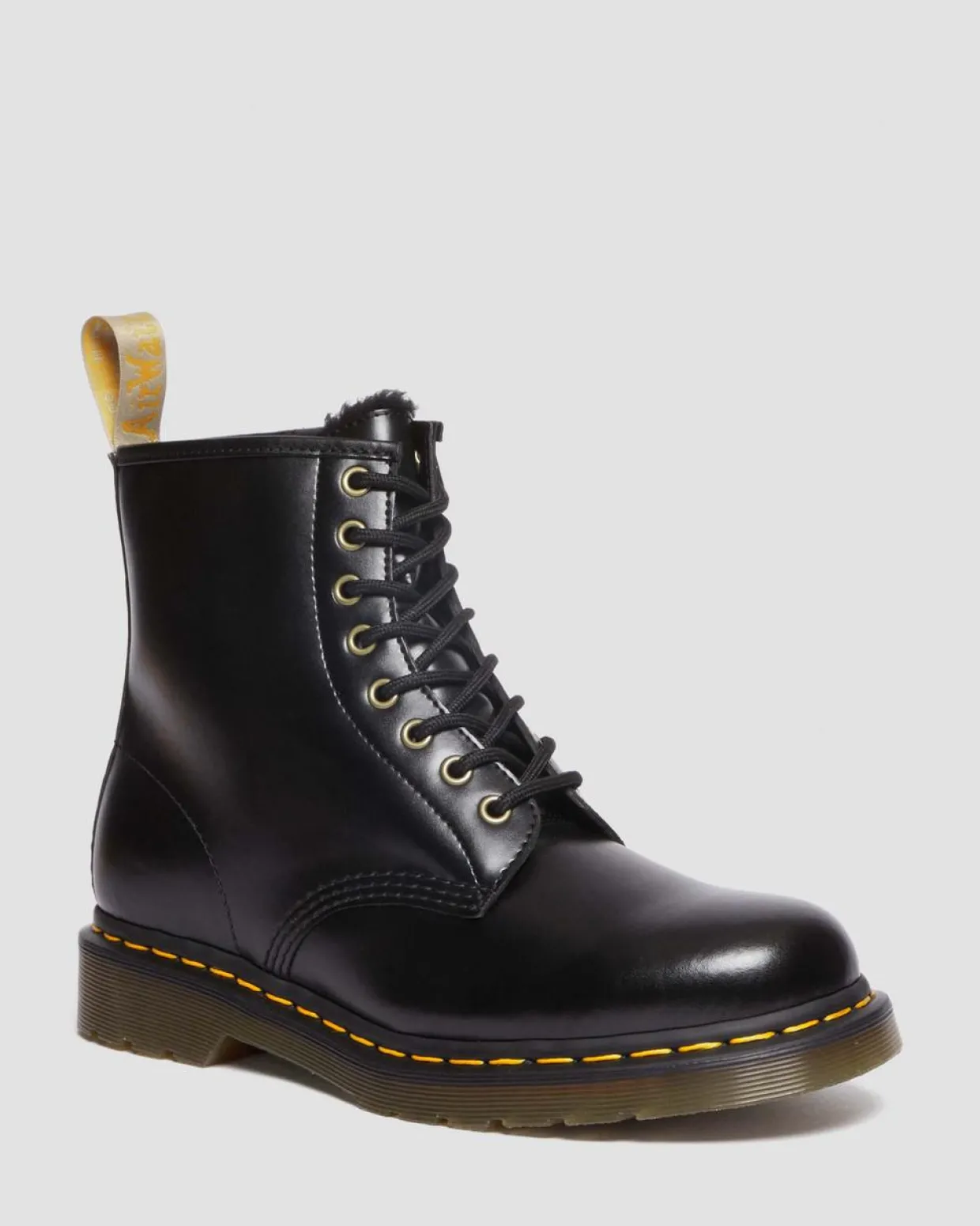 Dr. Martens Boots 1460 Vegan Borg Doublées à Lacets Noir — Norfolk Vegan Outlet