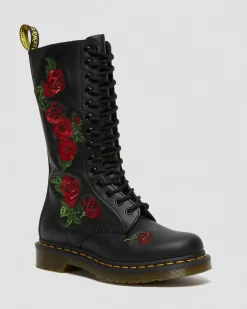 Dr. Martens Boots 1914 Vonda Floral Rose En Cuir à Lacets Noir — Softy T Discount