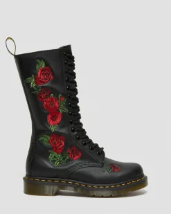 Dr. Martens Boots 1914 Vonda Floral Rose En Cuir à Lacets Noir — Softy T Discount