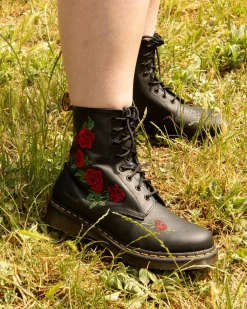 Dr. Martens Boots 1460 Vonda Floral Rose En Cuir à Lacets Noir — Softy T Online