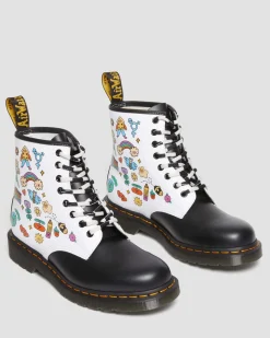 Dr. Martens Boots 1460 Wednesday Holmes Pride En Cuir Smooth Blanc+Noir — Smooth Leather Discount