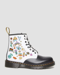 Dr. Martens Boots 1460 Wednesday Holmes Pride En Cuir Smooth Blanc+Noir — Smooth Leather Discount