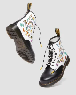 Dr. Martens Boots 1460 Wednesday Holmes Pride En Cuir Smooth Blanc+Noir — Smooth Leather Discount