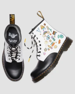 Dr. Martens Boots 1460 Wednesday Holmes Pride En Cuir Smooth Blanc+Noir — Smooth Leather Discount