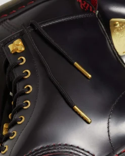 Dr. Martens Boots 1460 Year Of The Dragon En Cuir à Lacets Black+Red+Black — Smooth Slice+Hair On Best