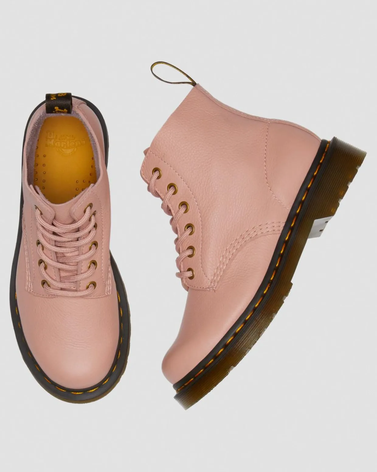 Dr. Martens Boots Basses 101 Unbound En Cuir Virginia Peach Beige — Virginia Sale