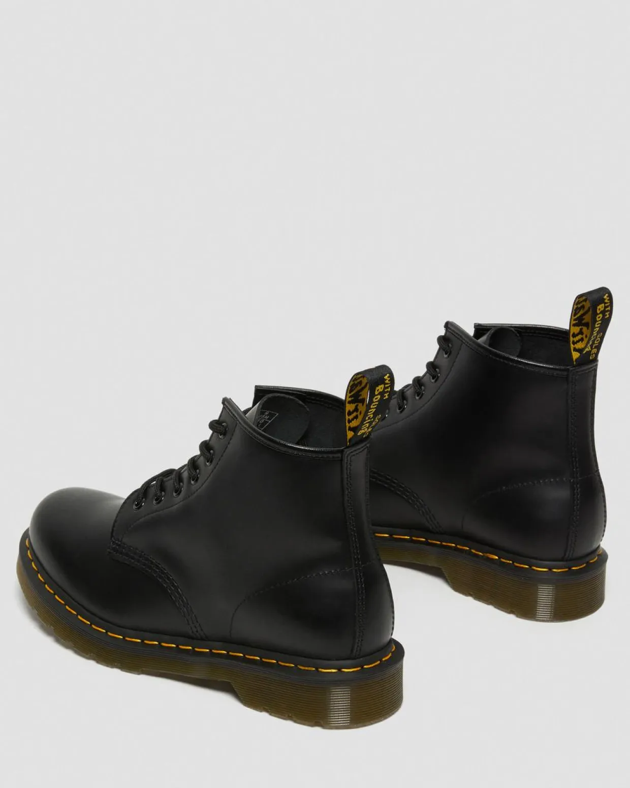 Dr. Martens Boots Basses 101 Yellow Stitch En Cuir Smooth Noir — Smooth Leather Shop