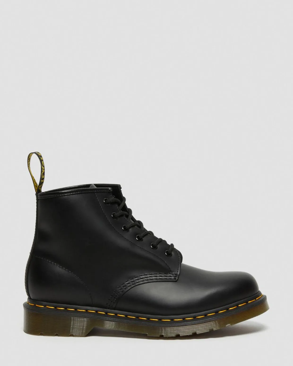 Dr. Martens Boots Basses 101 Yellow Stitch En Cuir Smooth Noir — Smooth Leather Shop