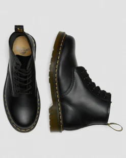 Dr. Martens Boots Basses 101 Yellow Stitch En Cuir Smooth Noir — Smooth Leather Shop
