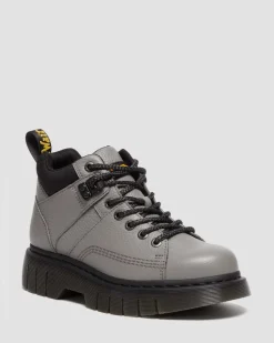 Dr. Martens Boots Basses Woodard En Cuir à Lacets NICKEL GREY+BLACK — Milled Nappa Clearance