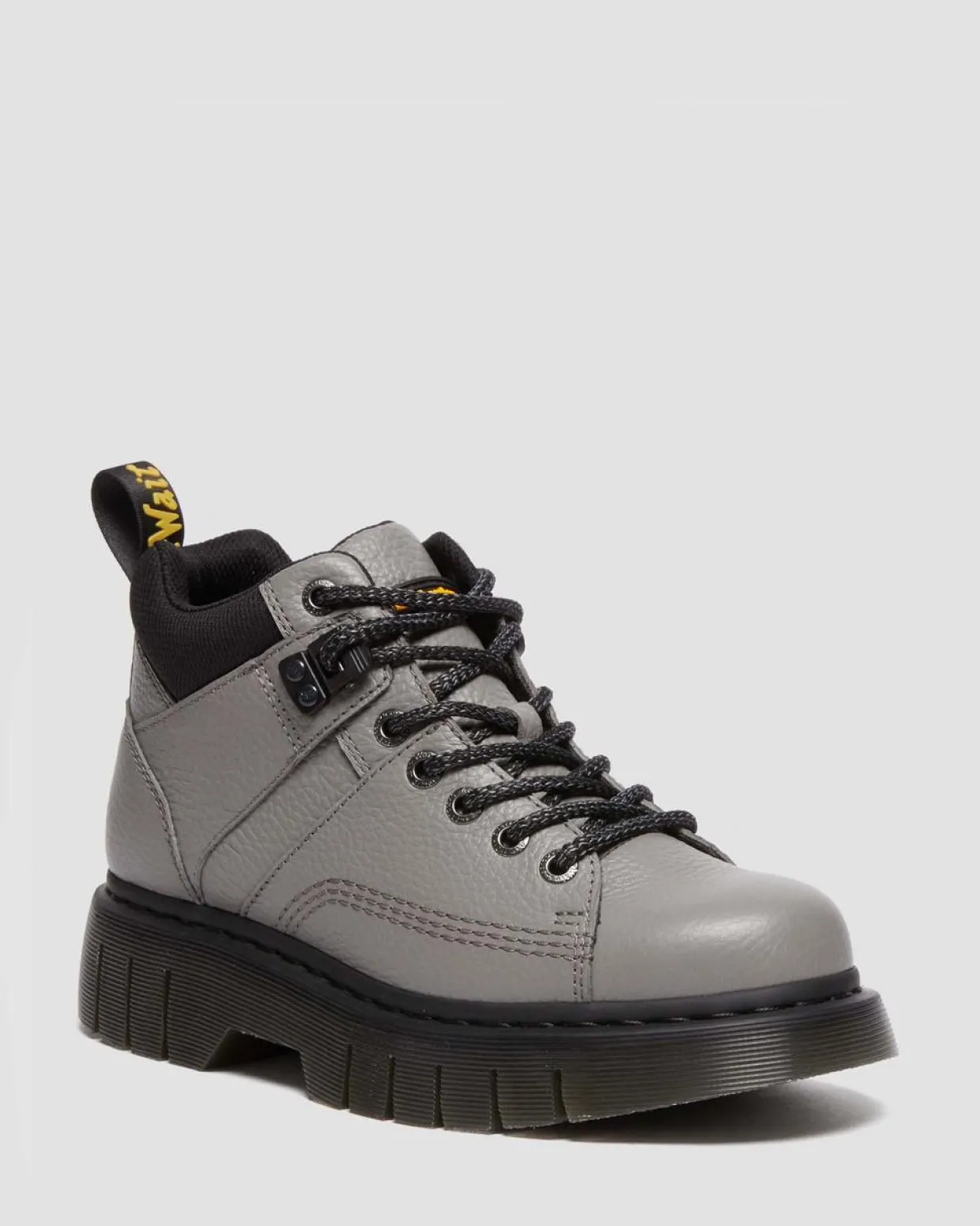 Dr. Martens Boots Basses Woodard En Cuir à Lacets NICKEL GREY+BLACK — Milled Nappa Clearance