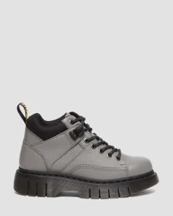 Dr. Martens Boots Basses Woodard En Cuir à Lacets NICKEL GREY+BLACK — Milled Nappa Clearance