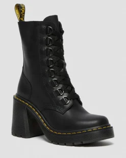 Dr. Martens Boots Chesney En Cuir à Talons évasés Et à Lacets Noir — Sendal Sale