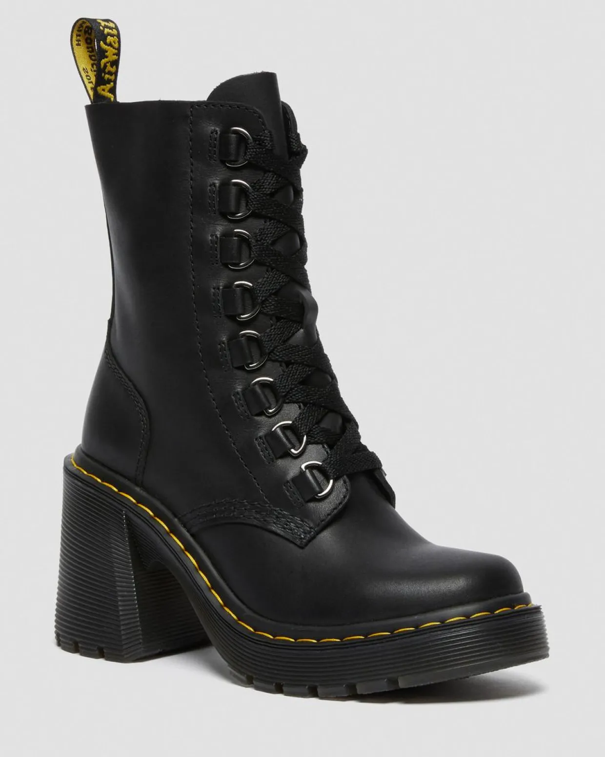 Dr. Martens Boots Chesney En Cuir à Talons évasés Et à Lacets Noir — Sendal Sale