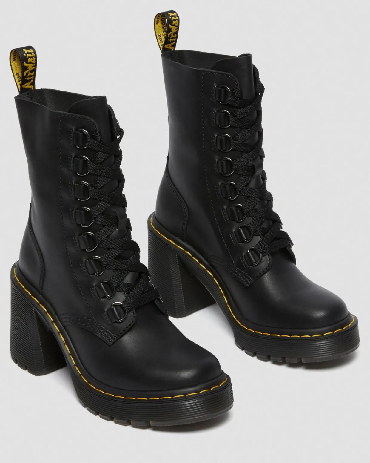 Dr. Martens Boots Chesney En Cuir à Talons évasés Et à Lacets Noir — Sendal Sale