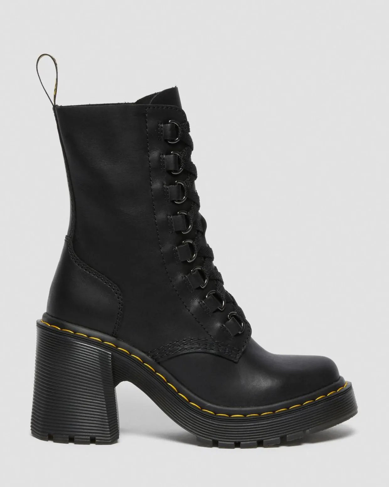 Dr. Martens Boots Chesney En Cuir à Talons évasés Et à Lacets Noir — Sendal Sale
