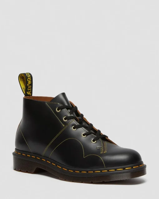 Dr. Martens Boots Church Basses En Cuir Vintage Smooth Noir — Vintage Smooth Clearance