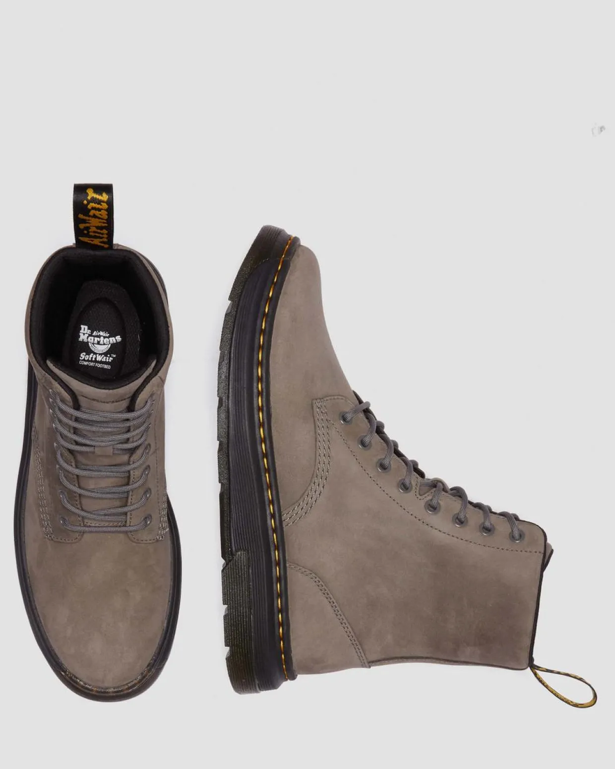 Dr. Martens Boots Crewson En Cuir à Lacets GUNMETAL — Buffbuck Hot