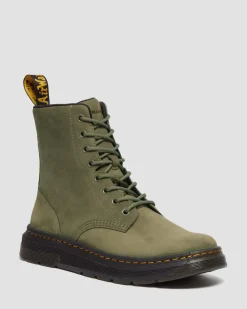 Dr. Martens Boots Crewson En Cuir à Lacets DMS OLIVE — Buffbuck Outlet
