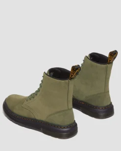 Dr. Martens Boots Crewson En Cuir à Lacets DMS OLIVE — Buffbuck Outlet