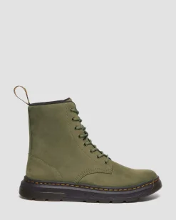 Dr. Martens Boots Crewson En Cuir à Lacets DMS OLIVE — Buffbuck Outlet