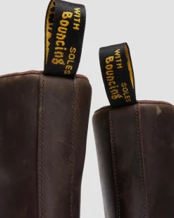 Dr. Martens Boots Crewson En Cuir à Lacets Marron foncé — Crazy Horse New