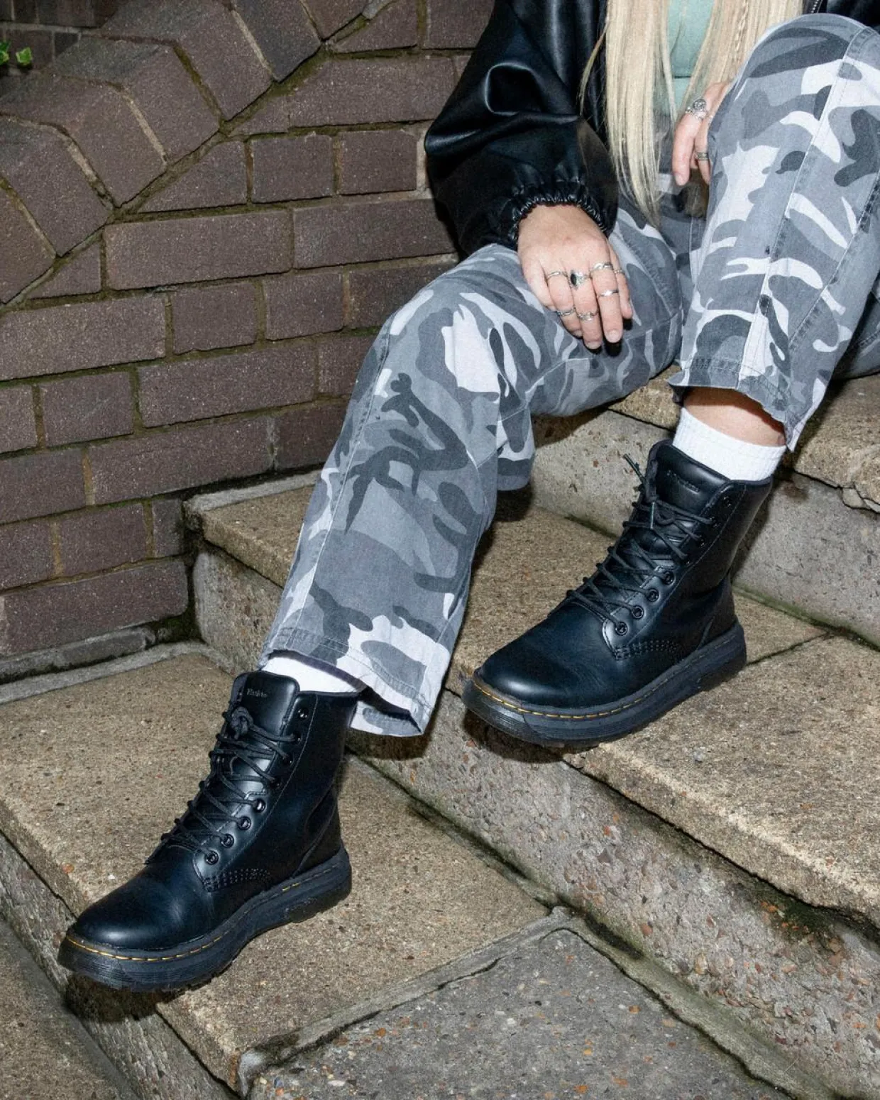 Dr. Martens Boots Crewson En Cuir à Lacets BLACK Fashion