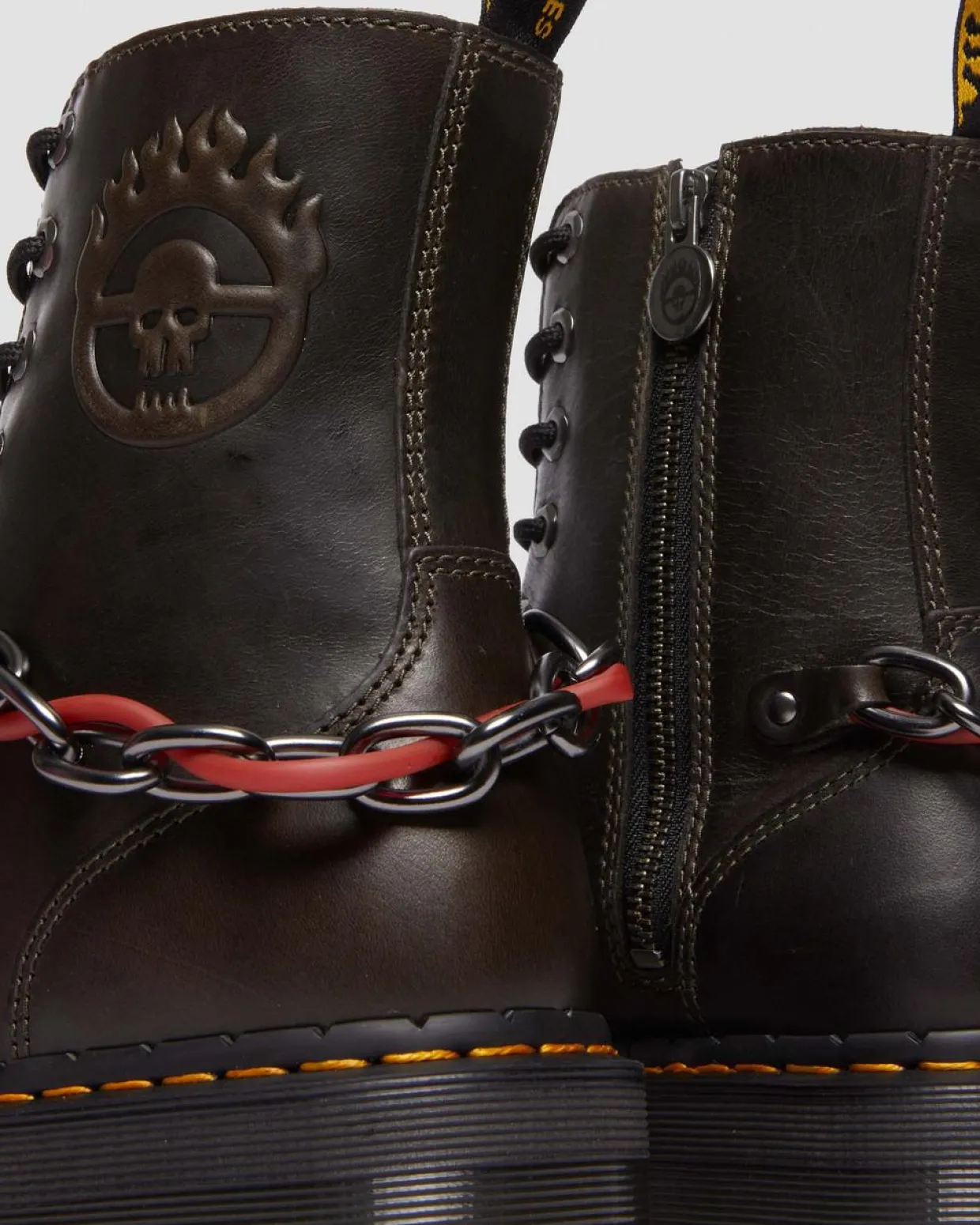 Dr. Martens Boots Jadon Mad Max En Cuir Dark Taupe — Orleans Cheap