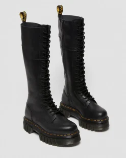 Dr. Martens Boots Montantes Plateformes Audrick En Cuir 20 œillets Noir — Nappa Lux Cheap