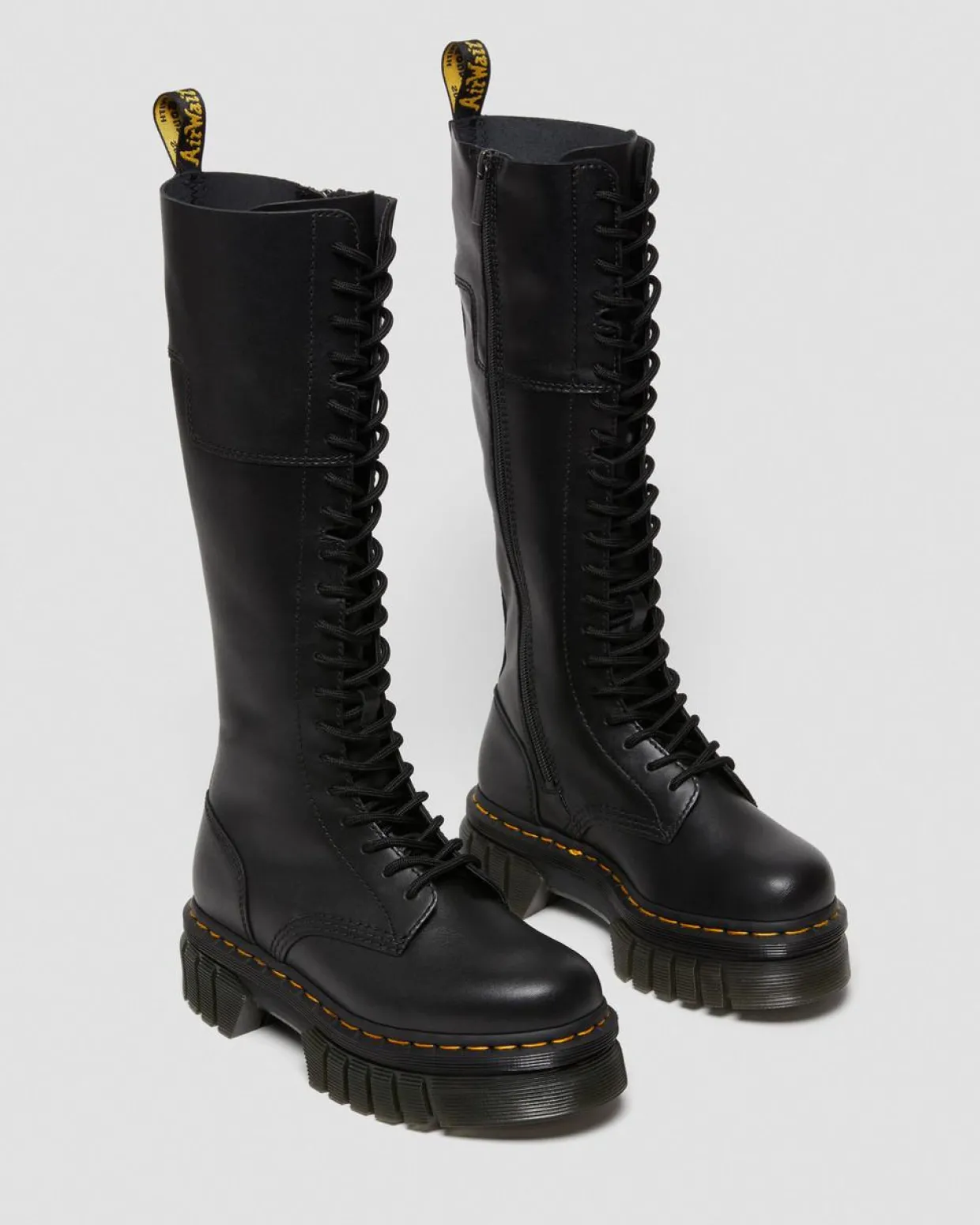 Dr. Martens Boots Montantes Plateformes Audrick En Cuir 20 œillets Noir — Nappa Lux Cheap